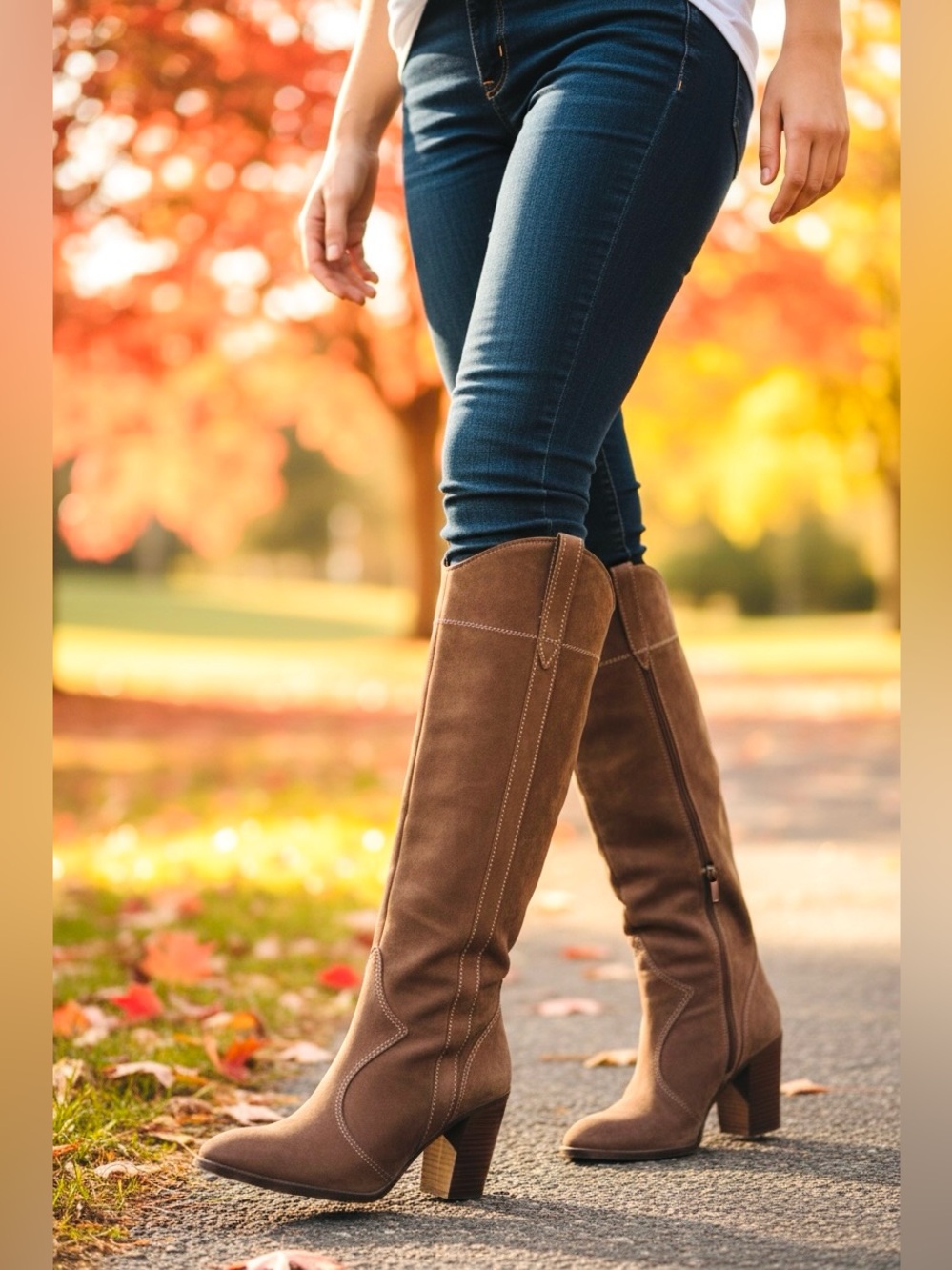 Ottorino Bossi Vintage Italian Brown Suede Knee-High Riding Heeled Boots 6.5